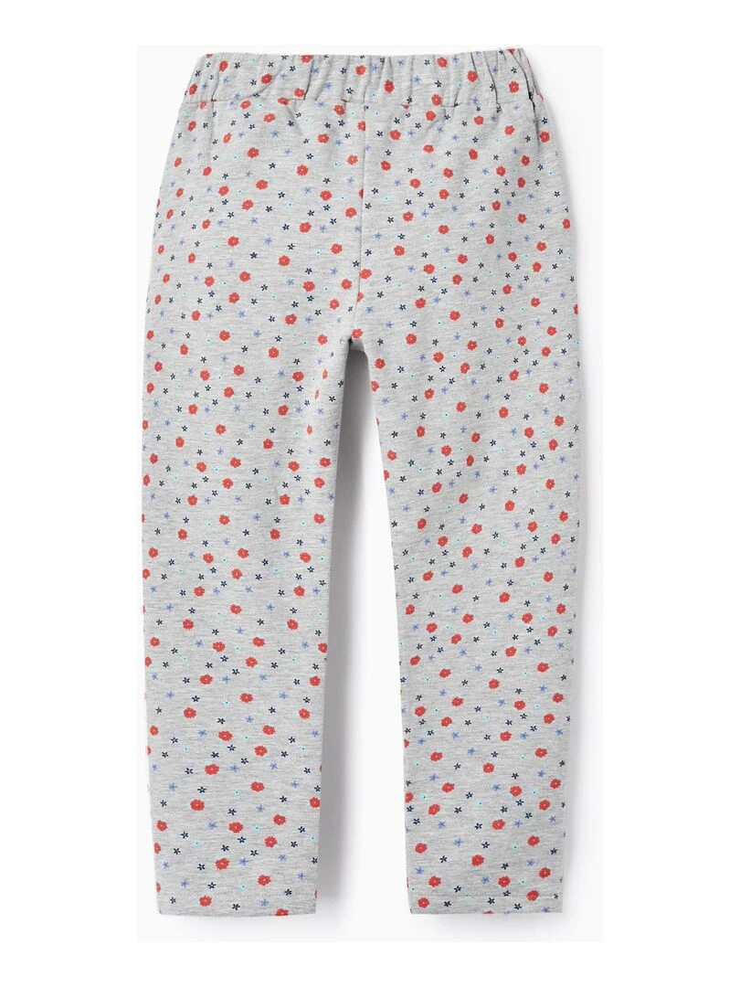 Pantalon en coton à motif floral pour fille SPRING BEGINS Gris clair