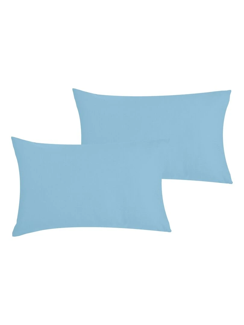 Lot x2 Taies d'oreiller 100% coton Bio 'Ptit Basile' Bleu ciel