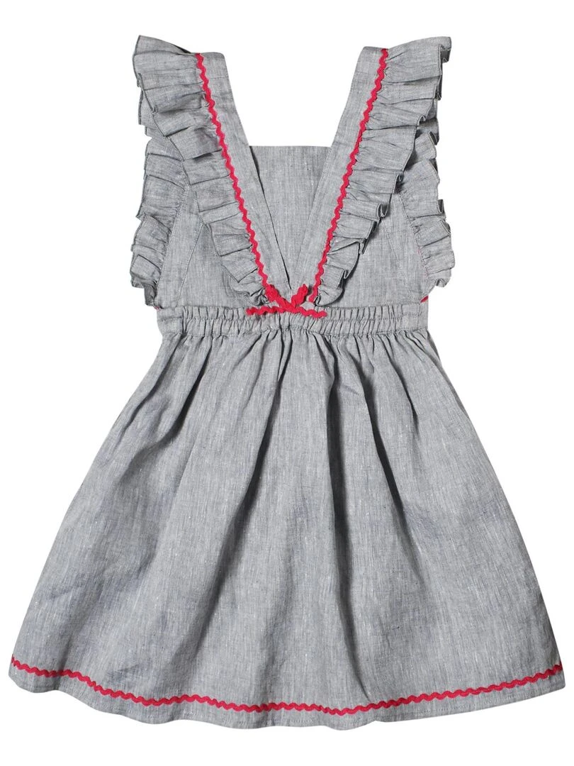 Robe Cérémonie Bohème Fille  Lin Gris  LILI   La Faute à Voltaire   Gris taupe