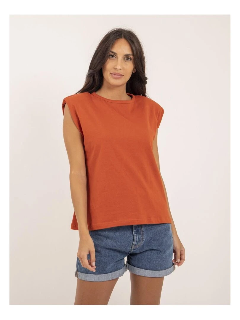 T shirt col rond sans manches FROZEN Rouge brique