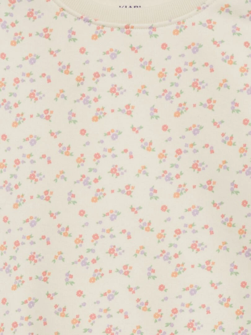 Sweat en molleton imprimé fantaisie Beige fleuri