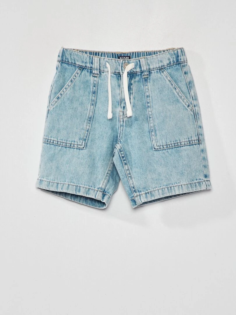 Bermuda en jean avec taille élastiquée Bleu