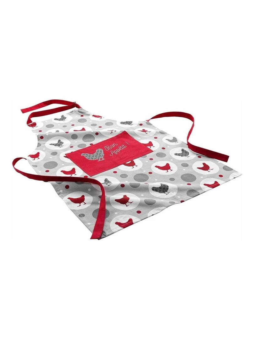 Tablier avec poche 60x84 cm Suzette coton   Rouge