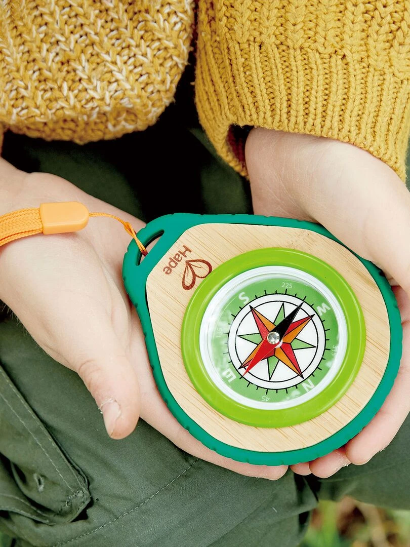 Set Boussole En Bambou Et Mousqueton   N/A