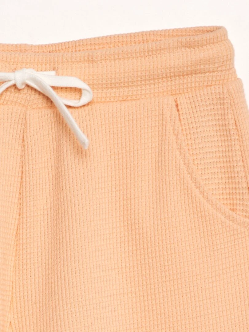 Short en nid d'abeilles   Orange