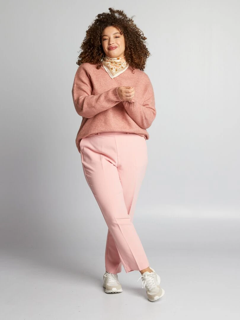 Pull col montant Vieux rose