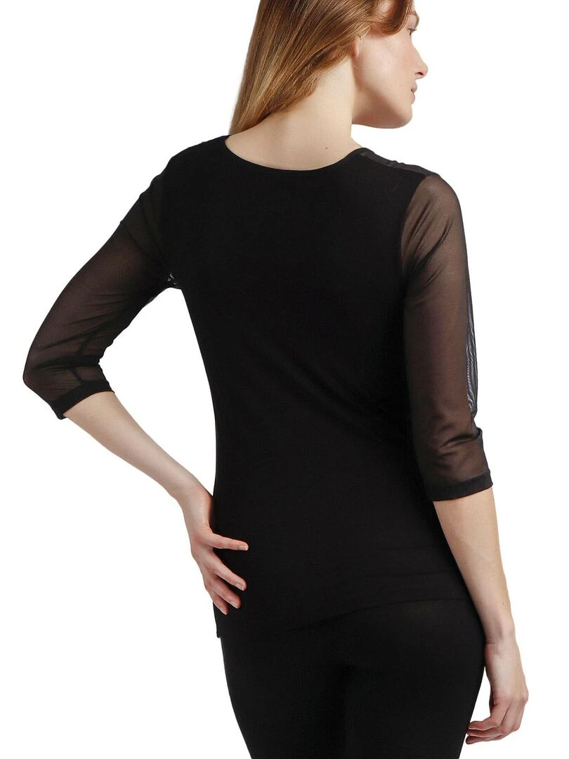 T shirt manches mi longues Piedras Noir