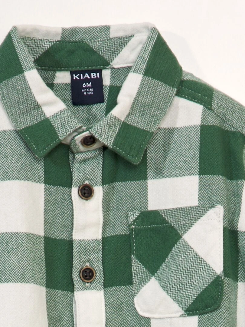 Chemise à carreaux en flanelle Vert carreaux