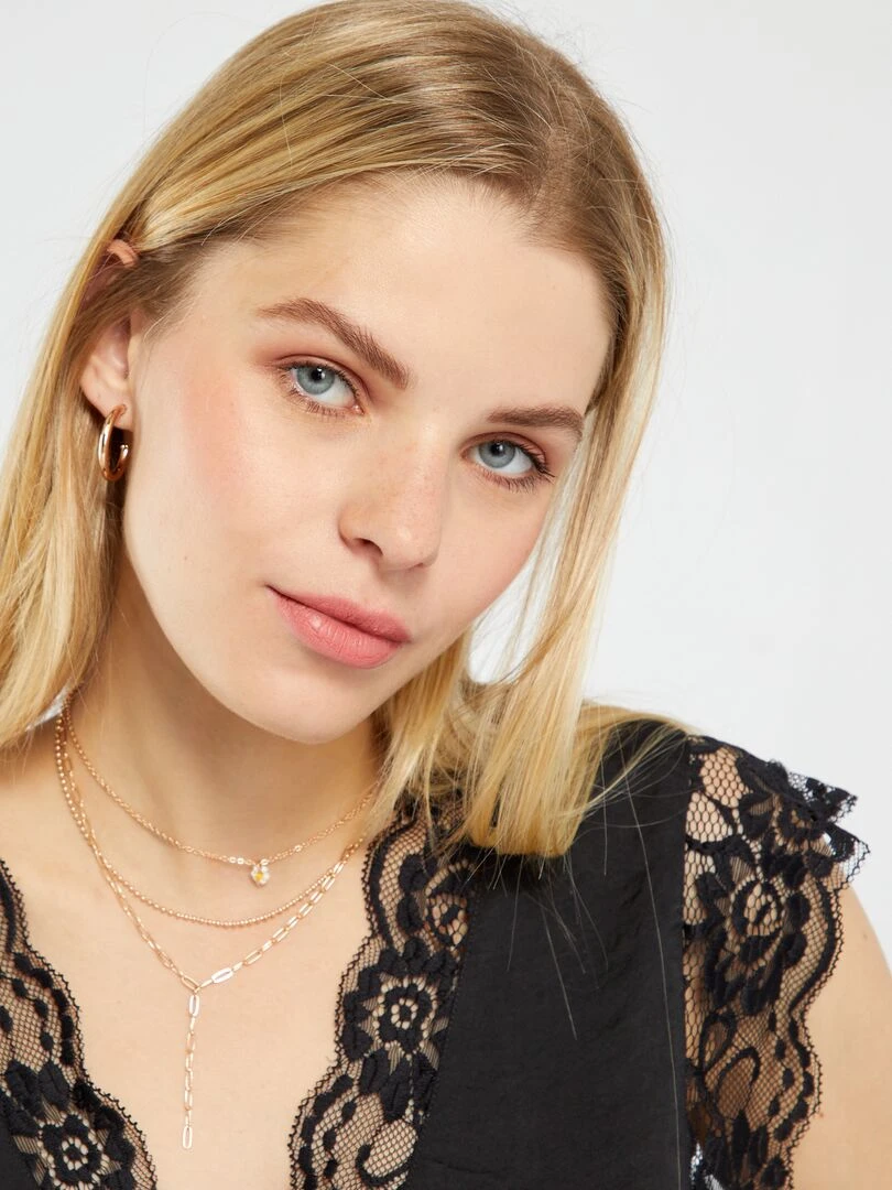 Blouse satinée avec dentelle   noir