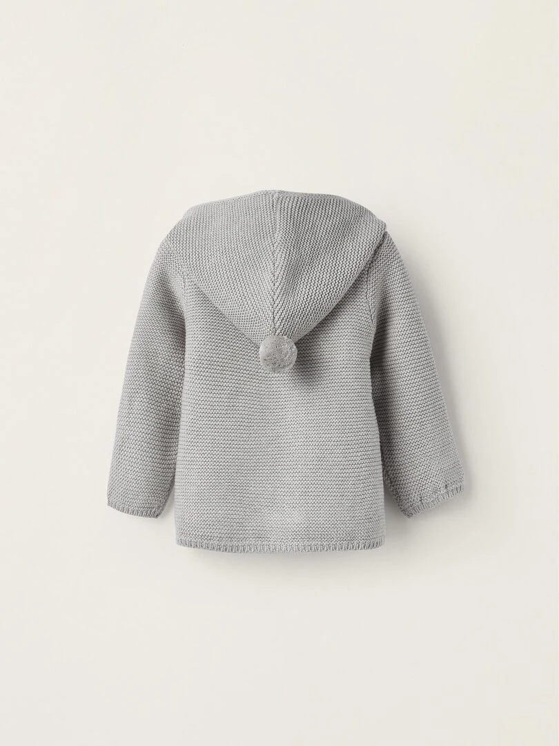 Gilet en Maille avec Capuche pour Nouveau Né BALMORAL'S AFTERNOONS Gris clair