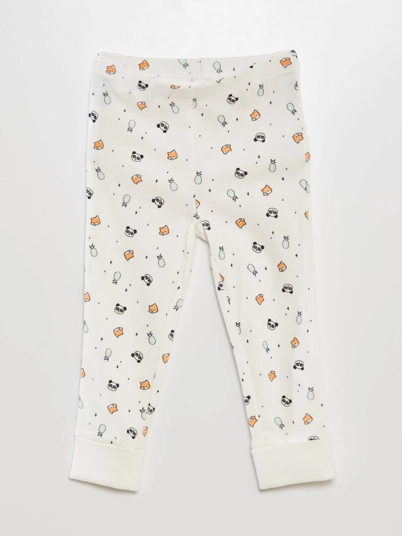 Ensemble de pyjama t shirt + pantalon 2 pièces Blanc