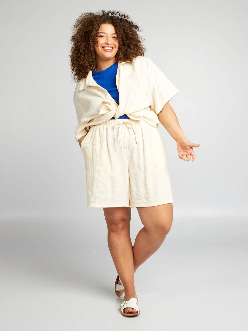 Chemisier en gaze de coton Beige