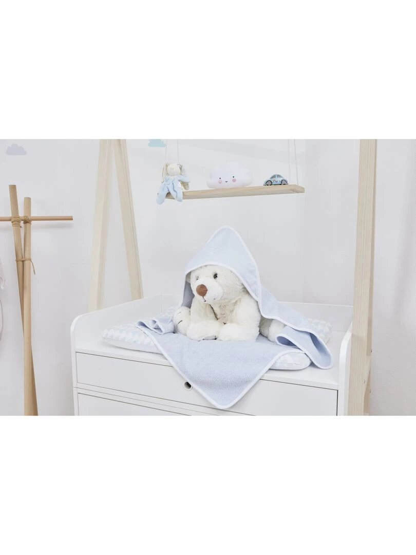 Cape de Bain Bébé 100% Coton Bio Couleur bébé 100% coton biologique Bleu clair