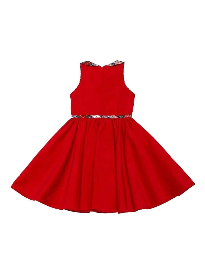 Robe de Noël Fille  Velours Rouge carreaux Tartan  HEPBURN   'LA FAUTE A VOLTAIRE'   Rouge
