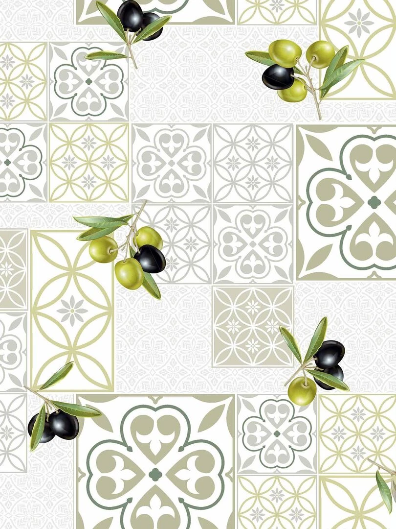 Nappe Toile cirée au mètre andalouse olive Vert