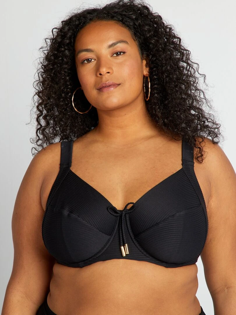 Soutien gorge de bain matière plissée noir