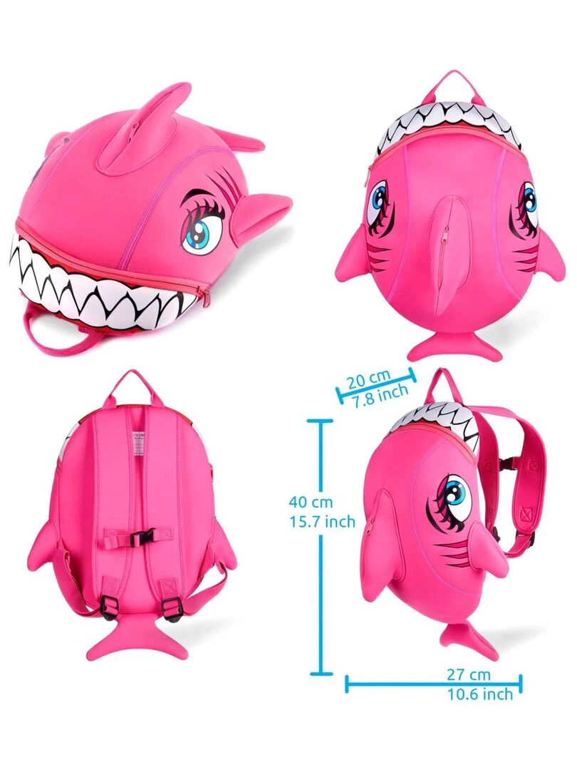 Sac à dos pour enfants Requin Rose Crazy Safety Testé et certifié Rose