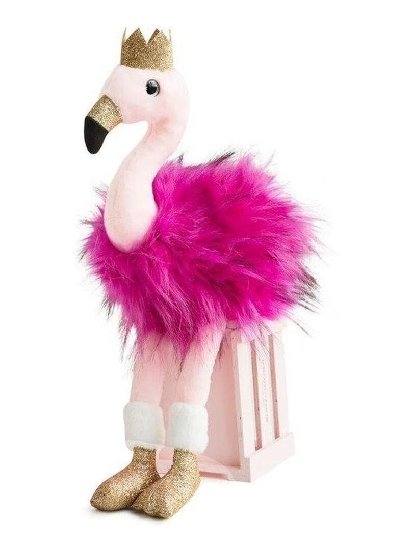 doudou Histoire d'ours Flamant Rose couronne 45cms HO2771 Glitter Pantin Rose