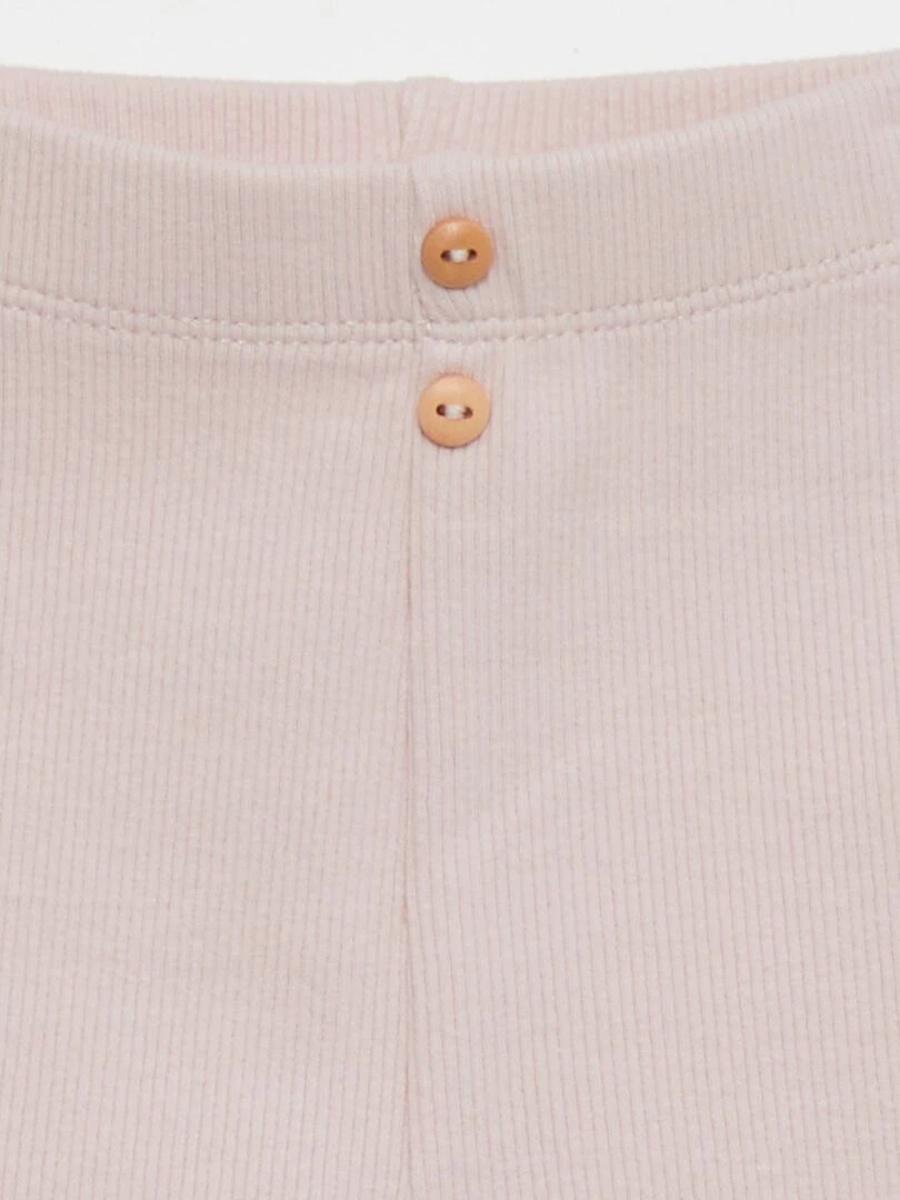 Legging uni en maille côtelée Rose