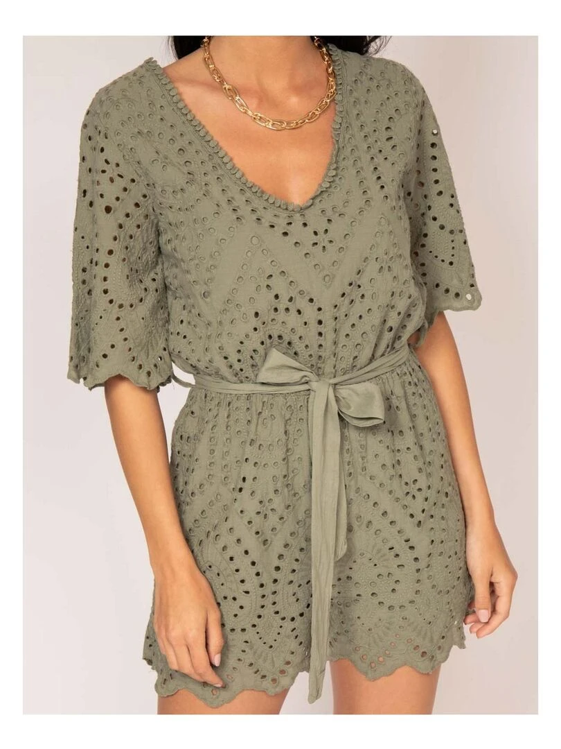 Combi short broderies anglaises XIROSE   Kaki