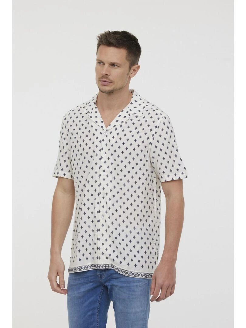 Lee Cooper   Chemise manches courtes viscose relax DARUS   Bleu foncé