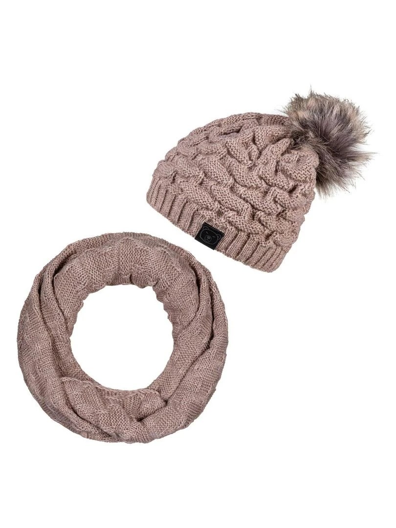 Ensemble Snood Bonnet Wiska Made in UE Marron clair