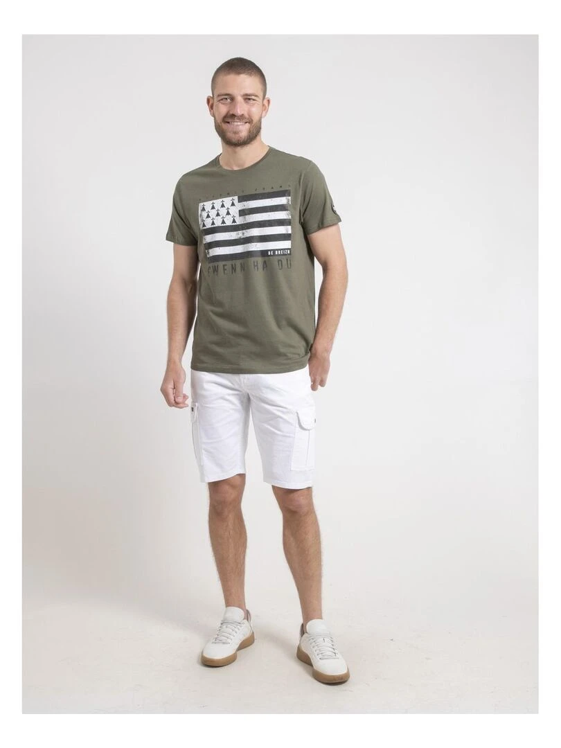 T shirt col rond pur coton NEVENOU   Kaki