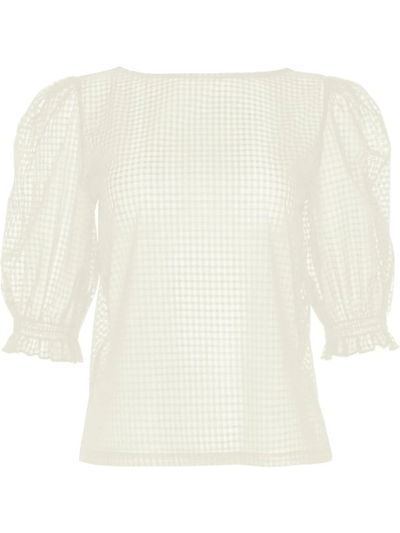 Top transparent manches trois quarts Limitless   Ecru