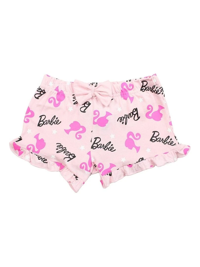 Barbie   Ensemble T shirt short fille Imprimé Barbie   Noir