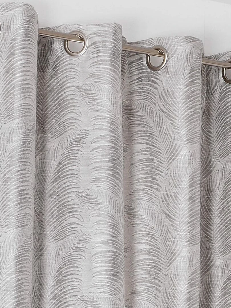Rideau à oeillets aux motifs palmes Gris clair