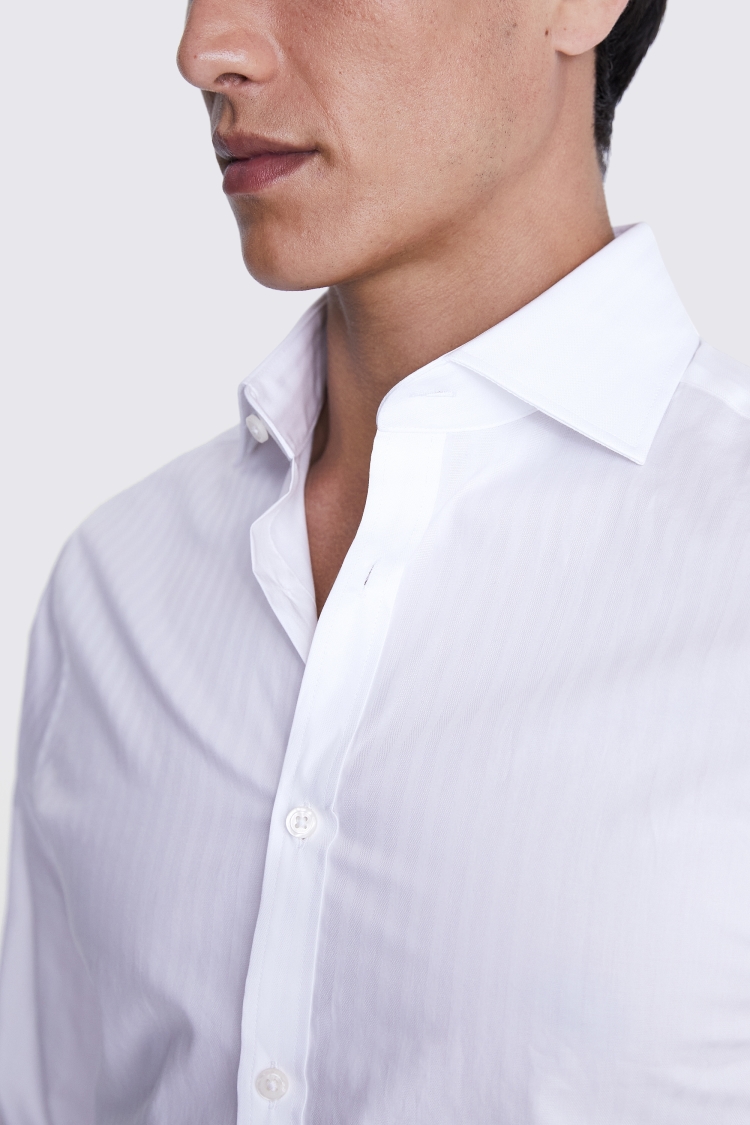Slim Fit White Self Stripe Shirt Buy Online at Moss