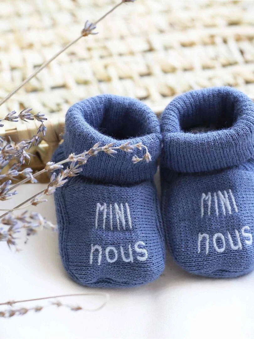 Chaussons naissance Mini Nous Bleu marine