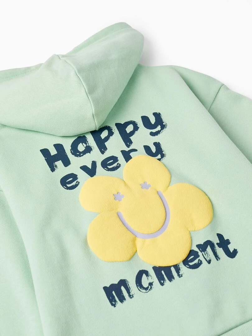 Manteau en coton à capuche pour fille  THE WAVE TRIBE   Vert clair