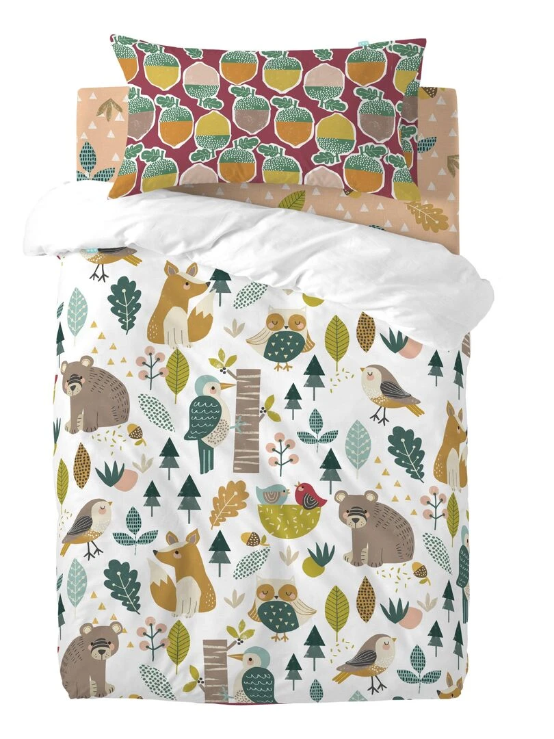 Parure housse de couette 2 pièces Harvestwood "Happyfriday"   Blanc