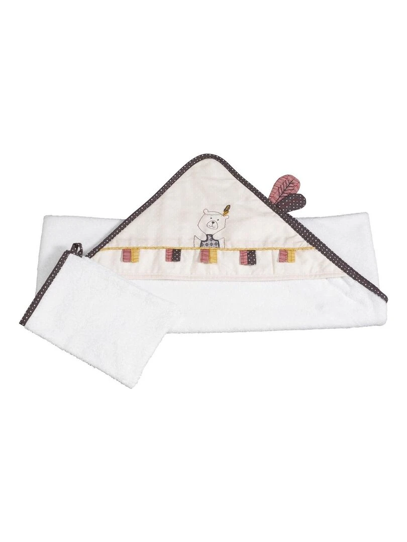 Sortie de bain 75x75cm et son gant en coton beige SAUTHON Beige