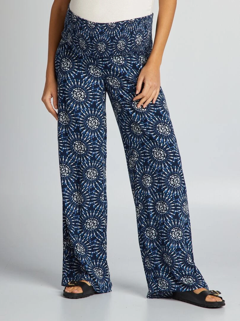 Pantalon grossesse avec base élastiquée Bleu foncé à motifs