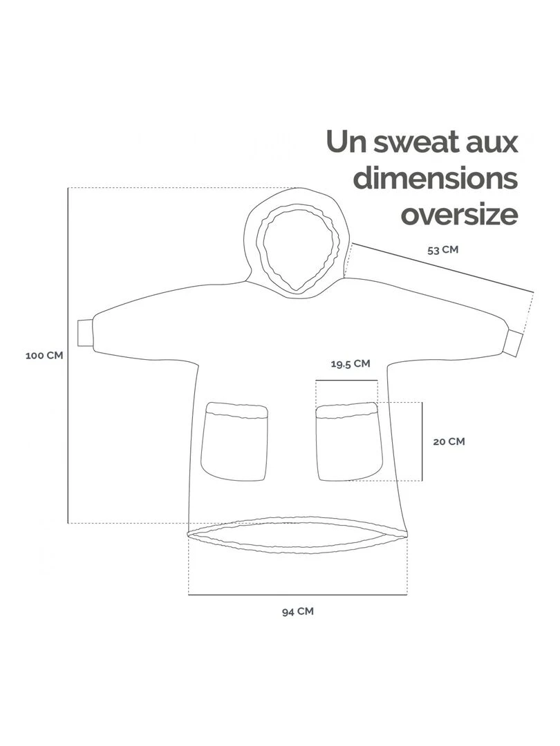 Sweat plaid à capuche couverture pull Sherpa et flanelle Vivezen Gris clair