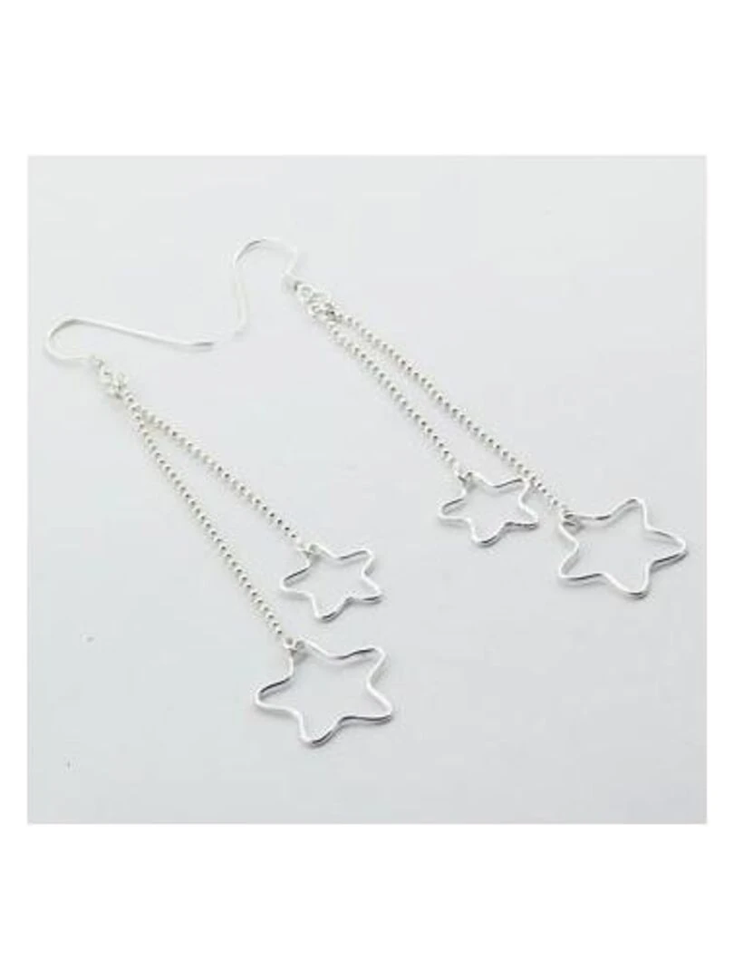 Boucles d'oreilles chainette et fleurs en argent Bijoucolor Argent