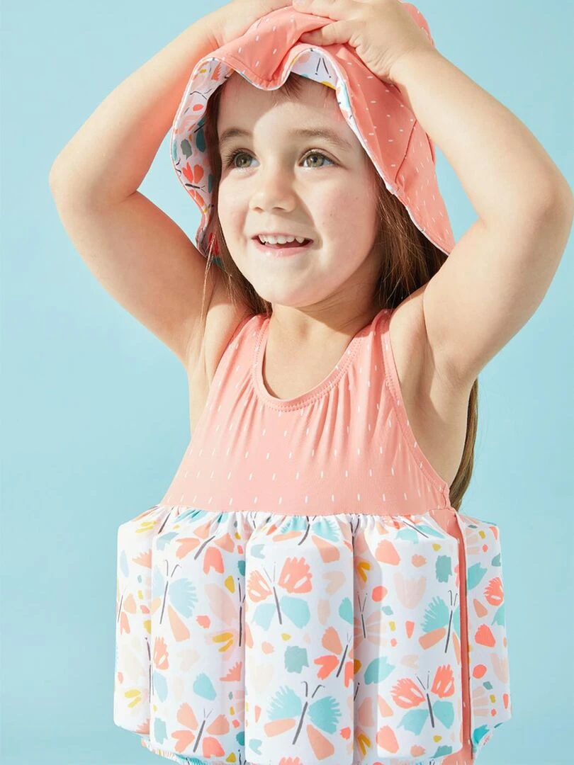 Maillot bouée à imprimé papillon corail/aqua Archimède Bleu