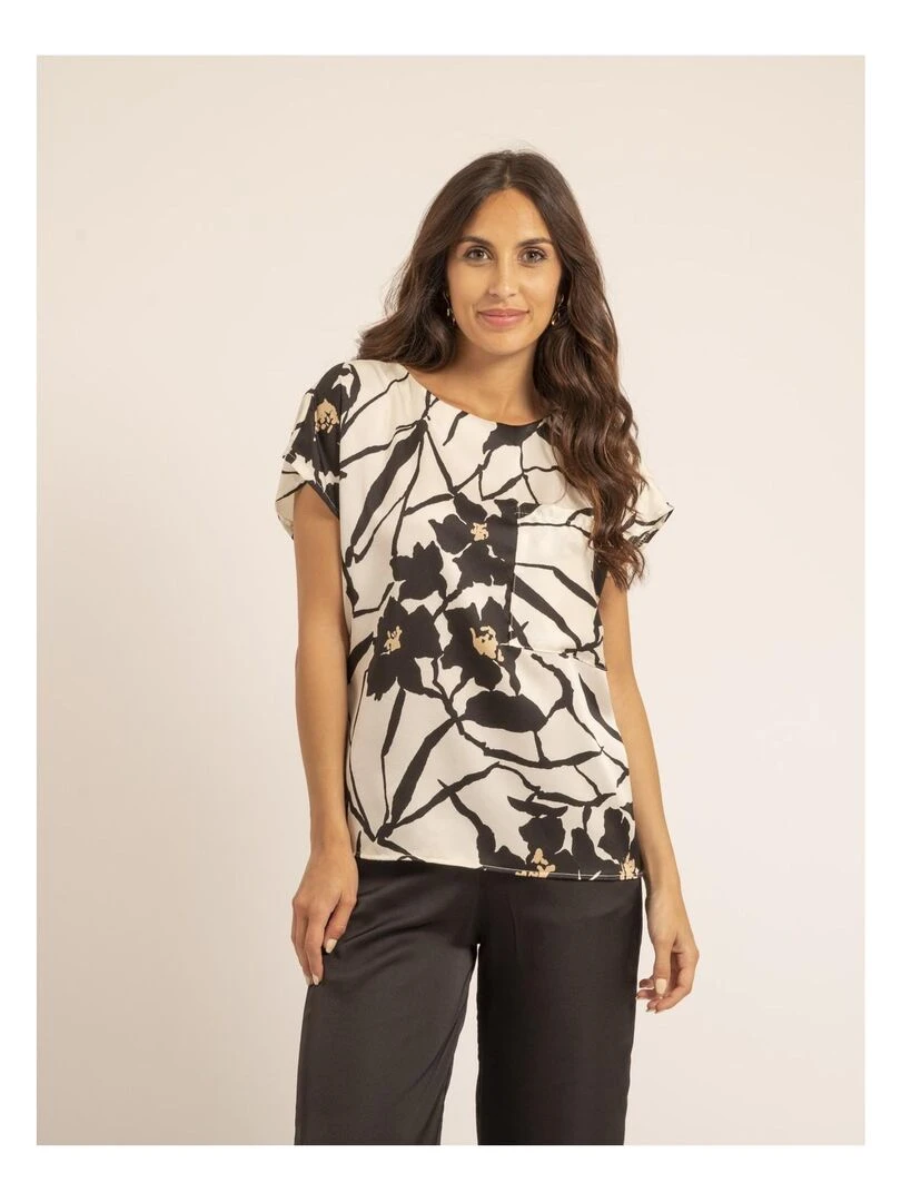 Top col rond motifs FIJELLE Ecru