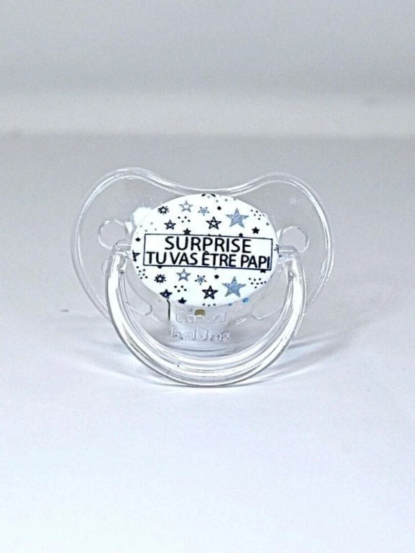 Sucette " Surprise tu vas être papi ! " Bleu