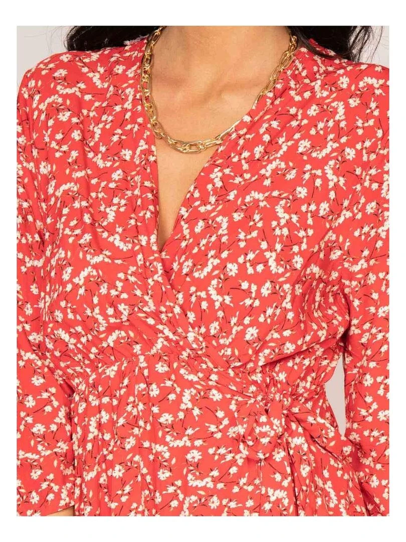 Robe courte portefeuille motifs INEO   Rouge