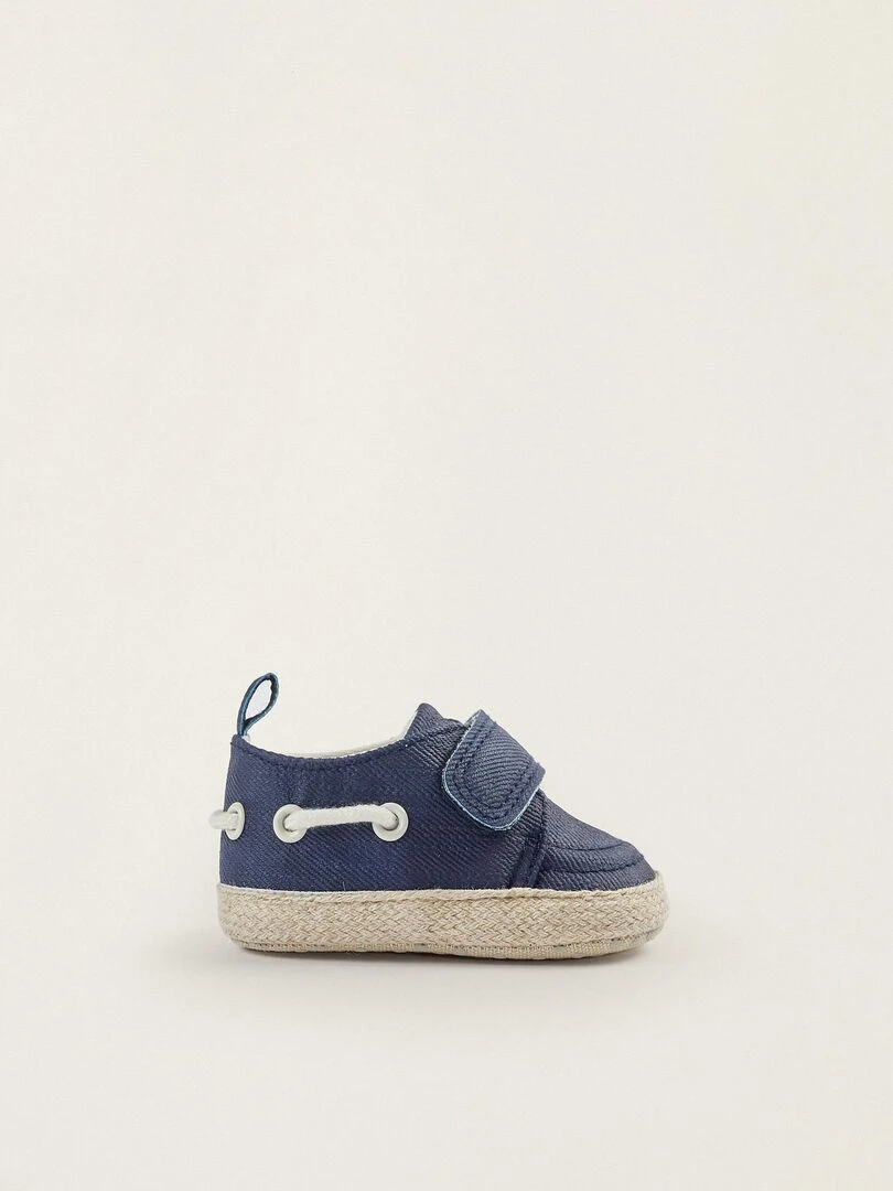 Baskets en tissu pour nouveau né ATLANTIC COMPANY Bleu foncé