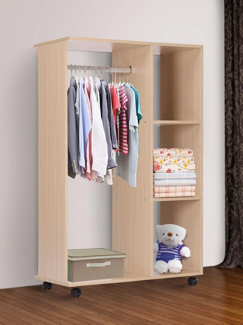 Armoire penderie de rangement bois Blanc