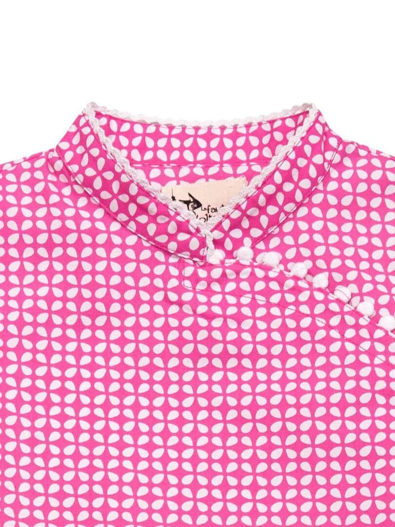 Robe chinoise ANNAM 'LA FAUTE A VOLTAIRE' Rose fushia