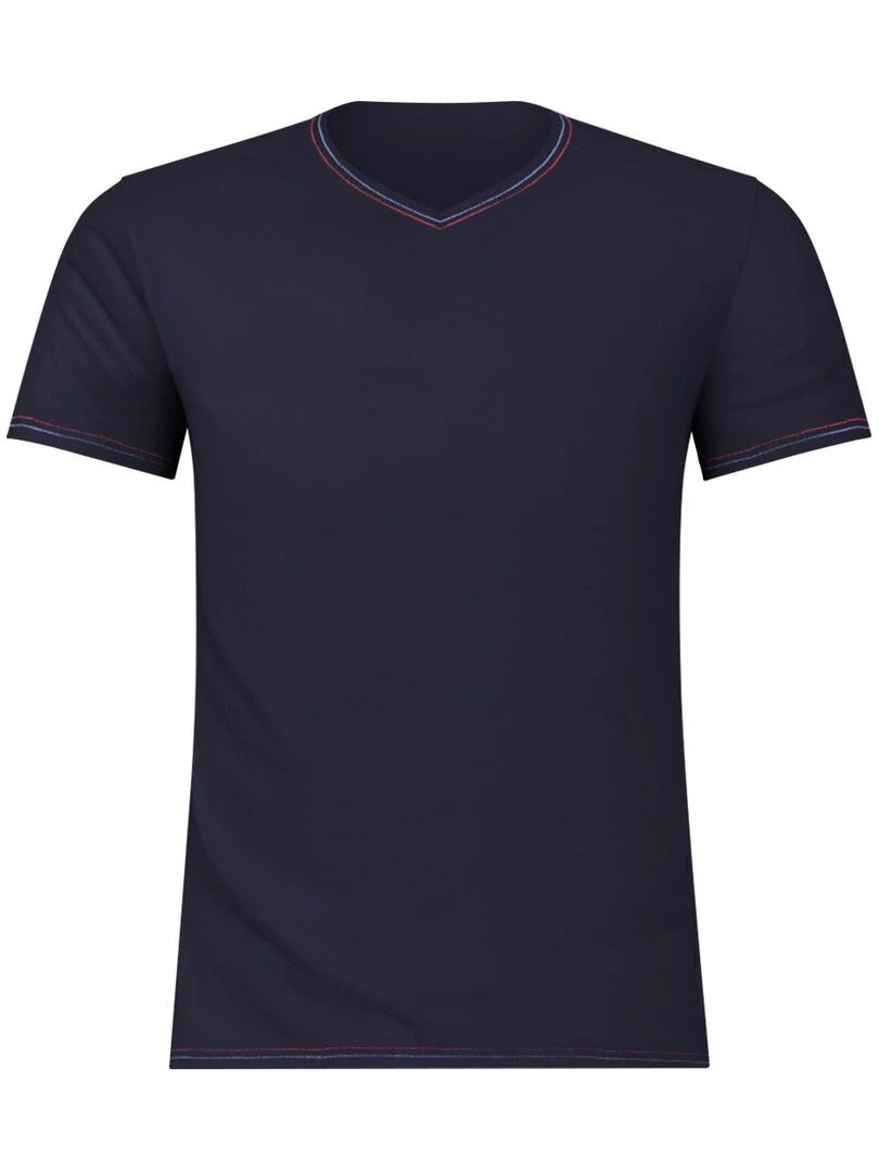 Tee shirt col V homme Fait en France Bleu marine