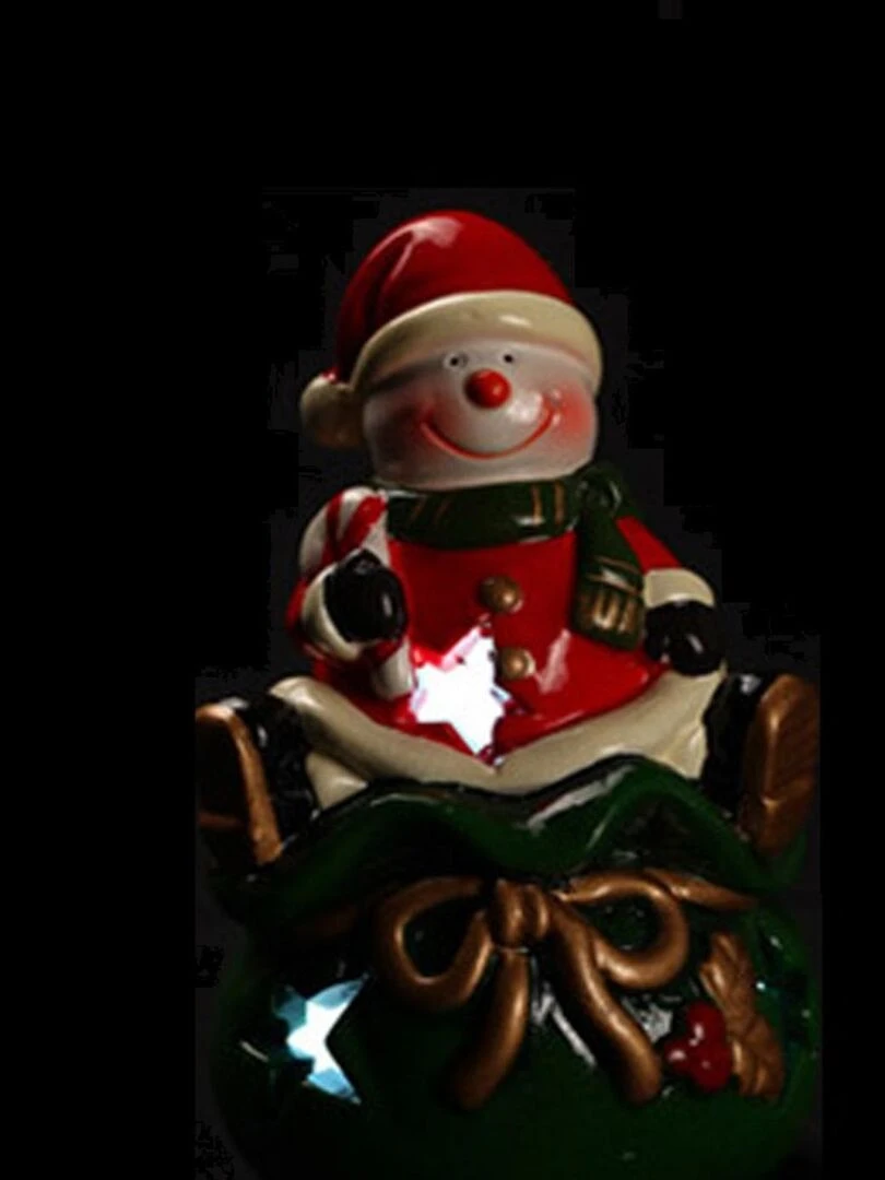 Bonhomme de neige sur sac de noel lumineux Blanc