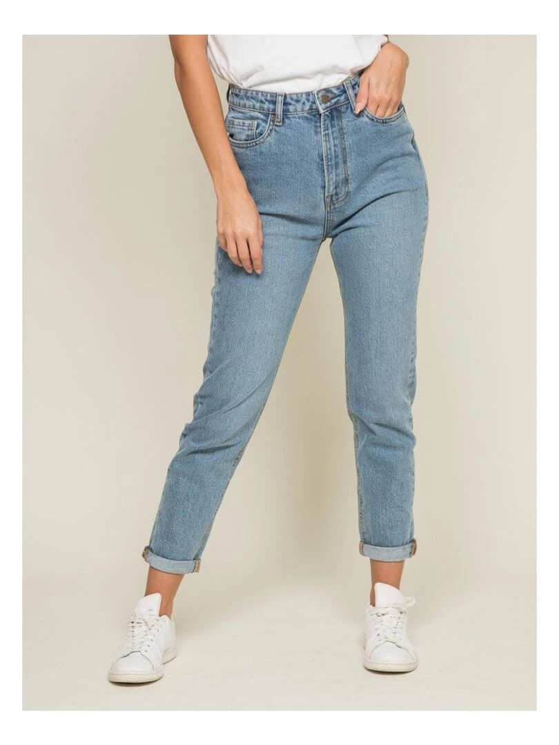 Jean mom slim EDONIS Bleu clair