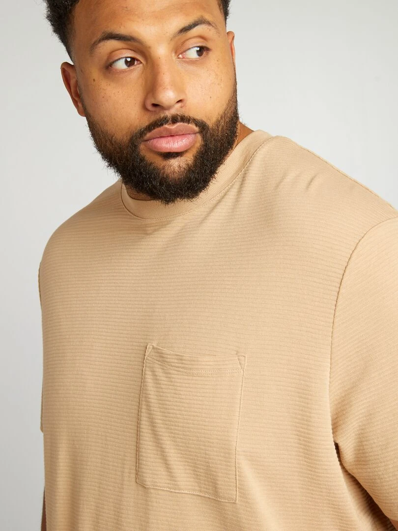 T shirt texturé uni   Beige