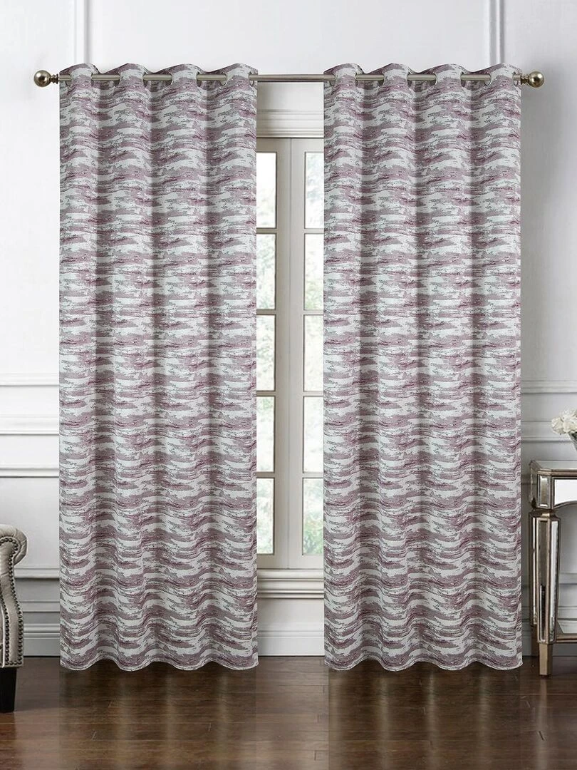 Paire de rideaux obscurcissant avec zébrures Violet prune